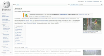 Wikipedia definition of Arborist